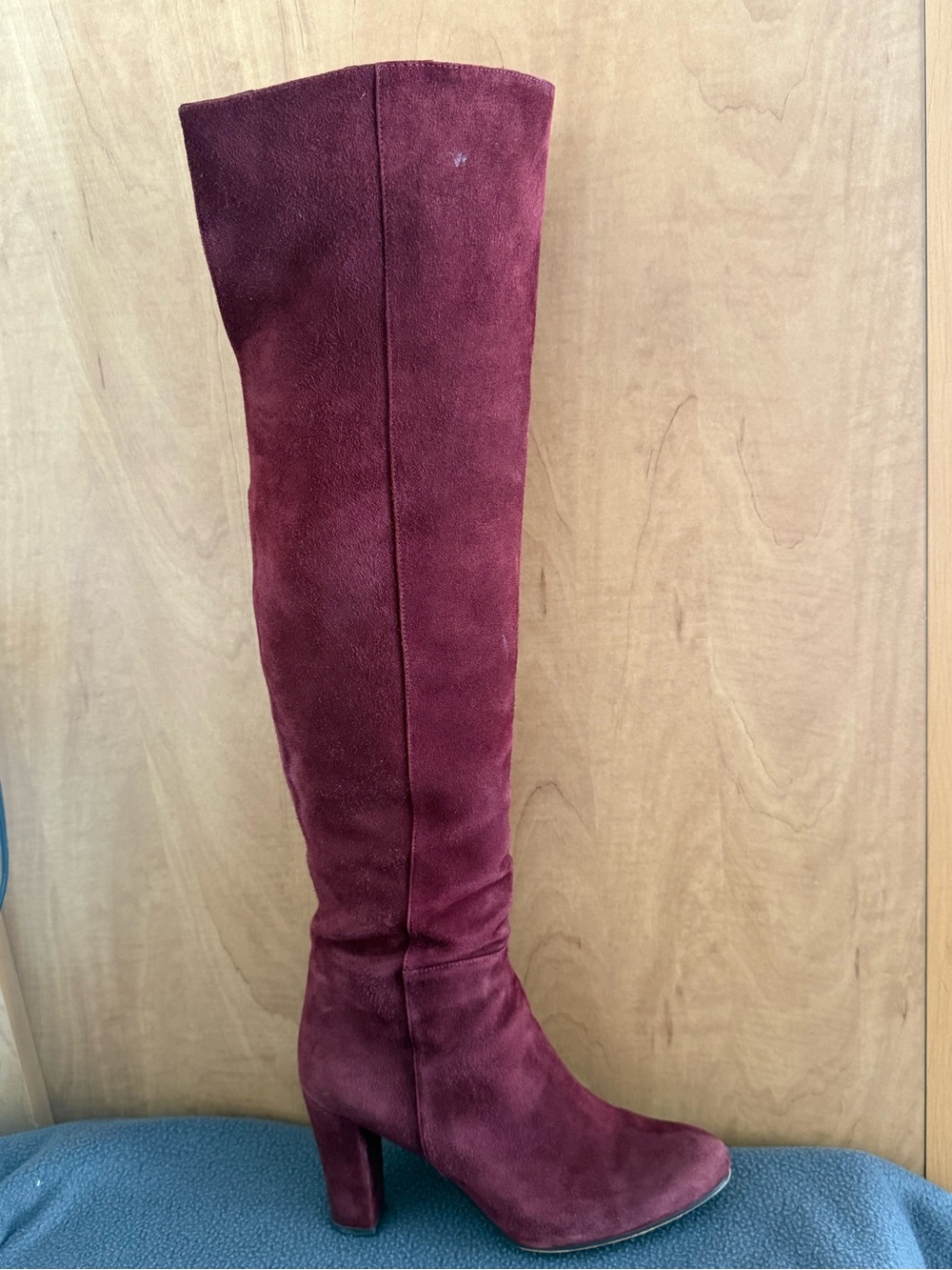 Halogen Over-the-Knee Suede Boots in Burgundy